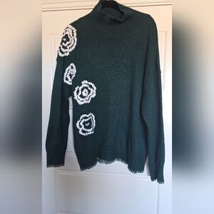 Wonderly Green Floral Women's Sweater Size XXL